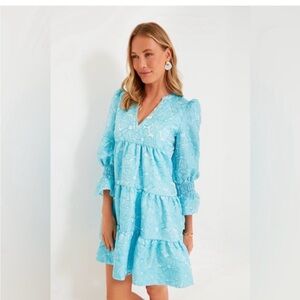 NWT Tuckernuck Pomander Place Blue Daisy Jacquard Kenzo Dress- Small